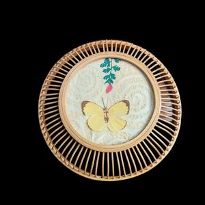 Vintage Wicker 6 inch Butterfly Flower Design Bowl or Wall Hanging